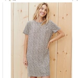 Jenni Kayne Womens Leopard Print T-Shirt Dress M Cream Lightweight Knit Fall